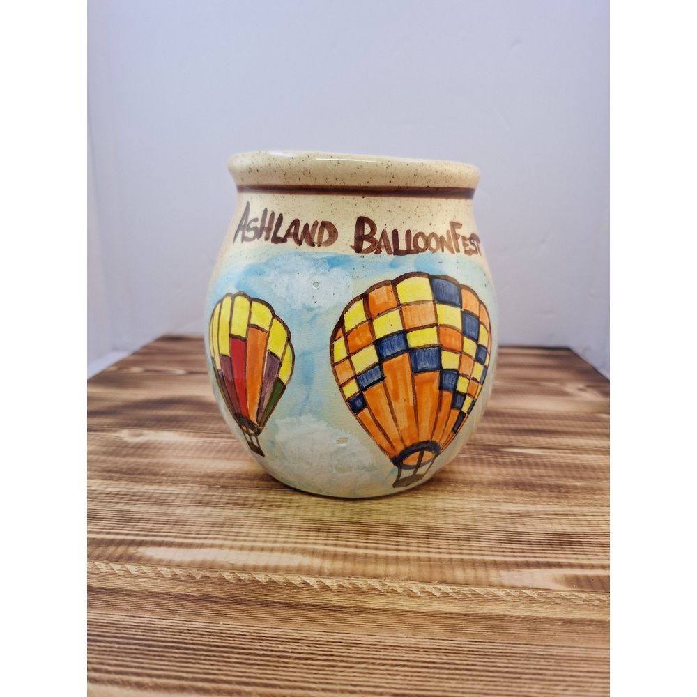 Ashland Balloon Fest Heritage Stoneware Crooksville Oh Utensils Crock Signed #99